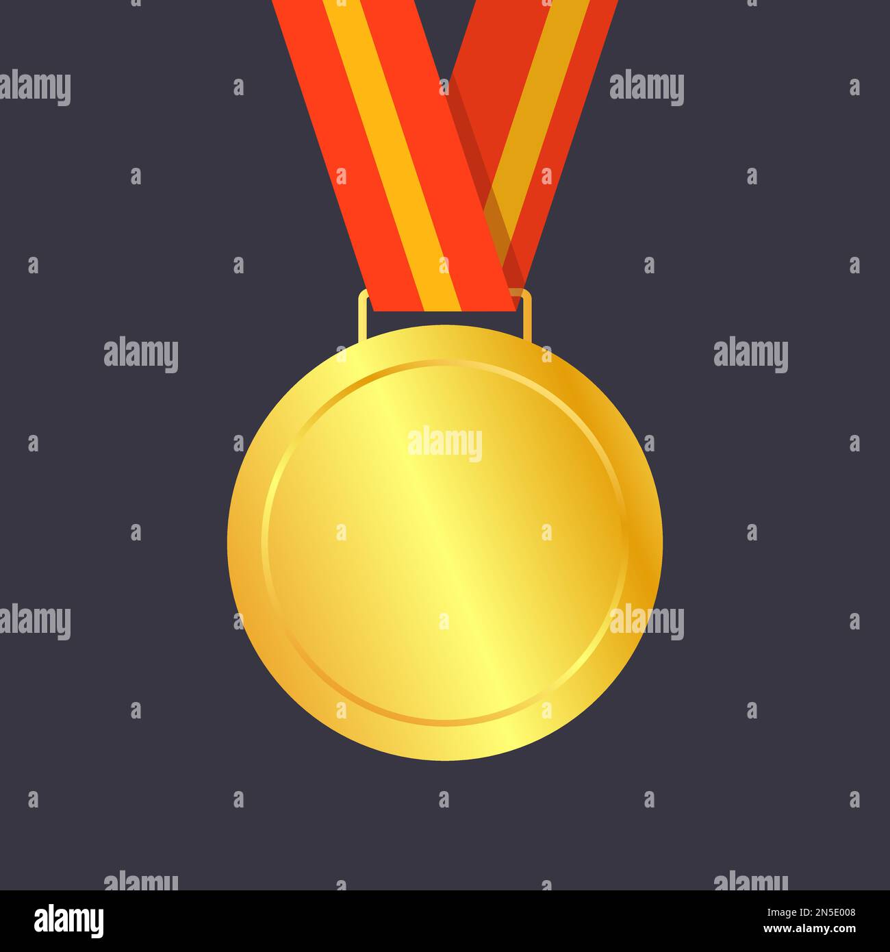 Vektordarstellung Des Sportabzeichen Mit Goldener Medaille In Rot Und Gelb Mit Band Stock Vektor