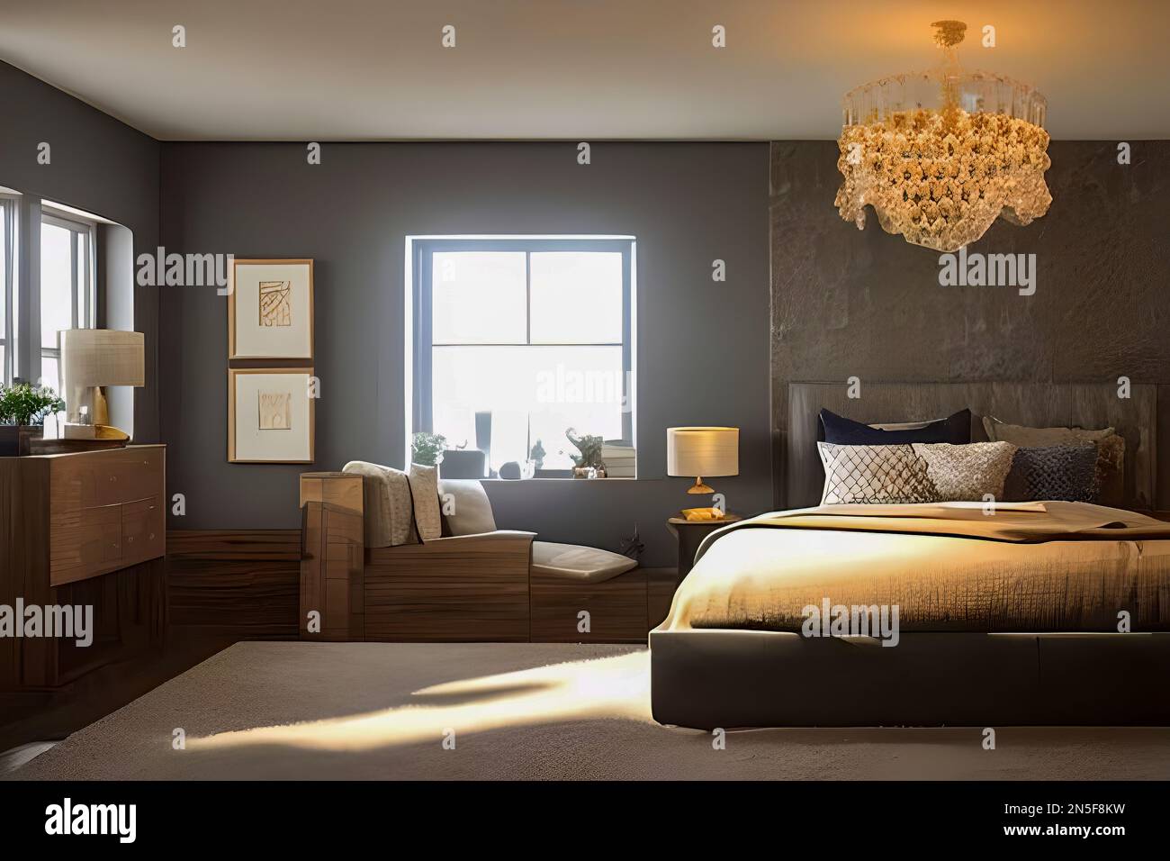 Modernes Schlafzimmer, luxuriöse und moderne Idee Stockfotografie - Alamy