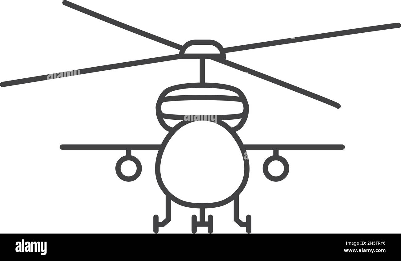 Militärisches Hubschrauberliniensymbol. Vorderansicht des Rotorflugzeugs Stock Vektor