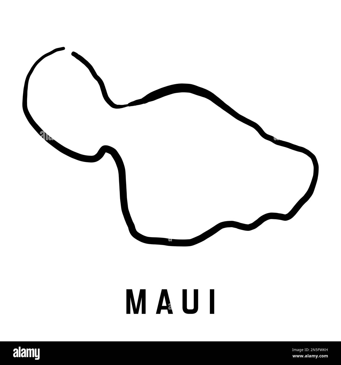 Maui-Inselkarte von Hawaii. Einfacher Umriss. Vektor handgezeichnete vereinfachte Stilkarte. Stock Vektor