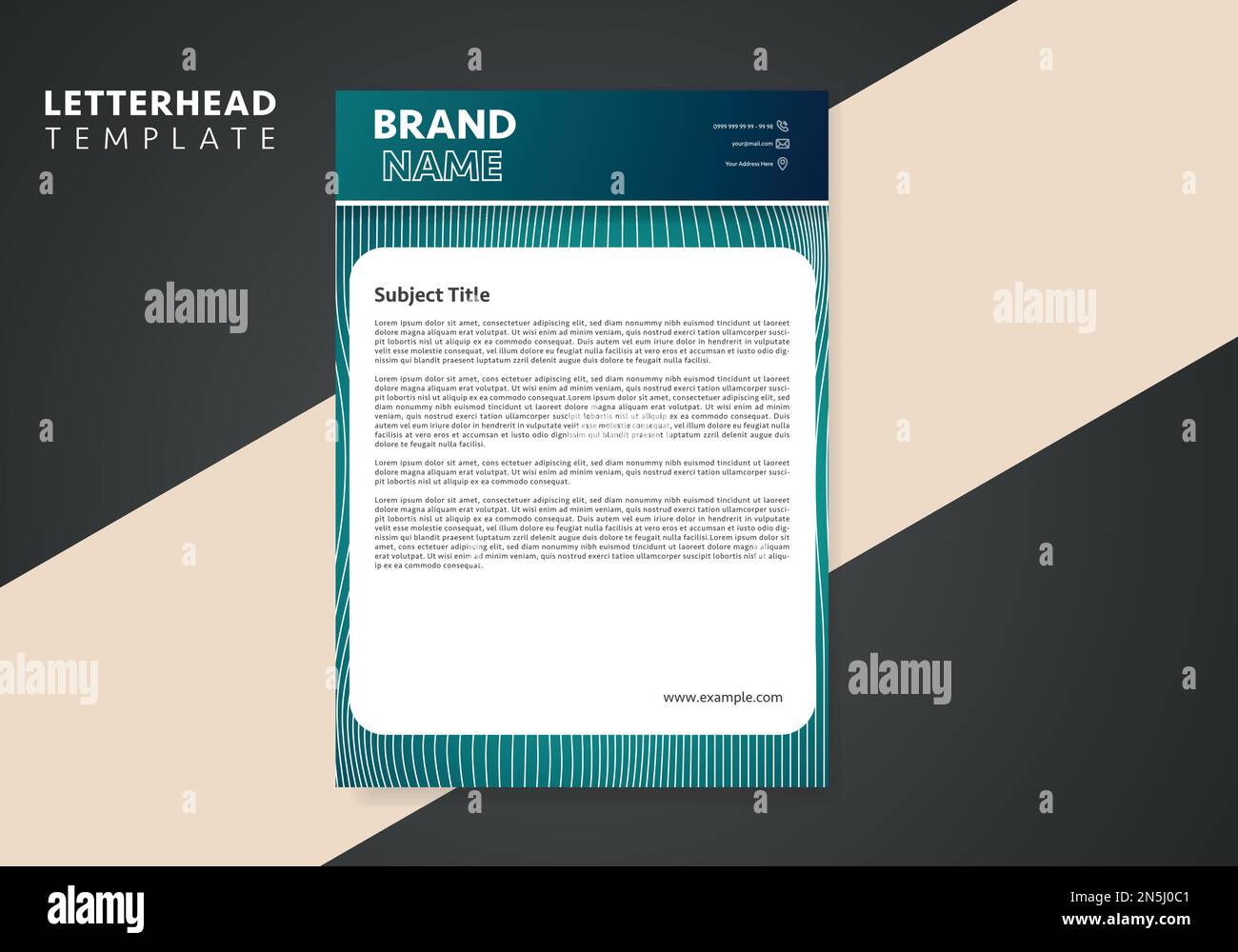 Briefkopfpapier für Firmenkunden, elegantes und minimalistisches Briefkopfdesign Stock Vektor