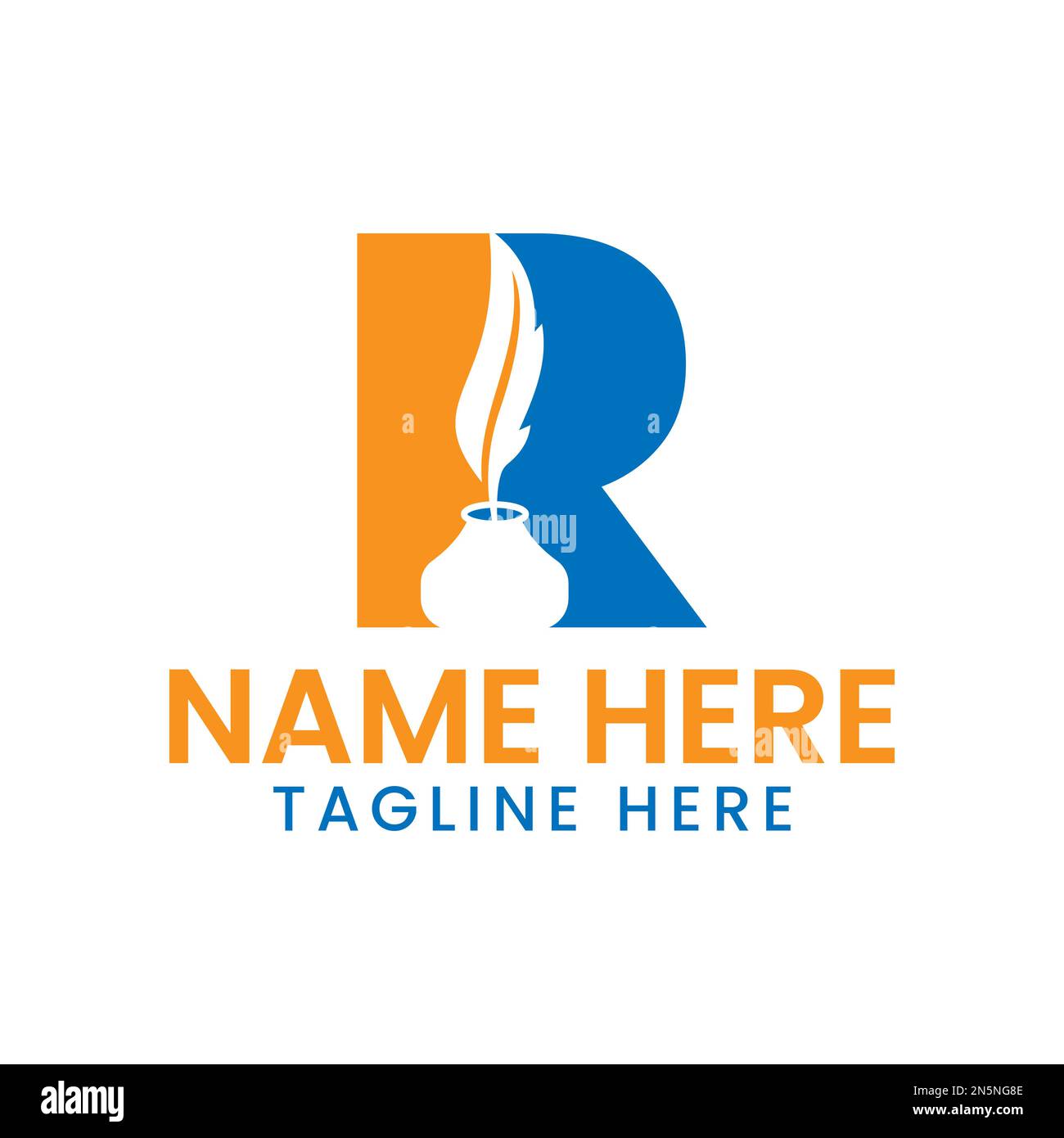 Logo-Konzept mit R-Art-Buchstaben und Vektorvorlage für Tintenflaschen Stock Vektor