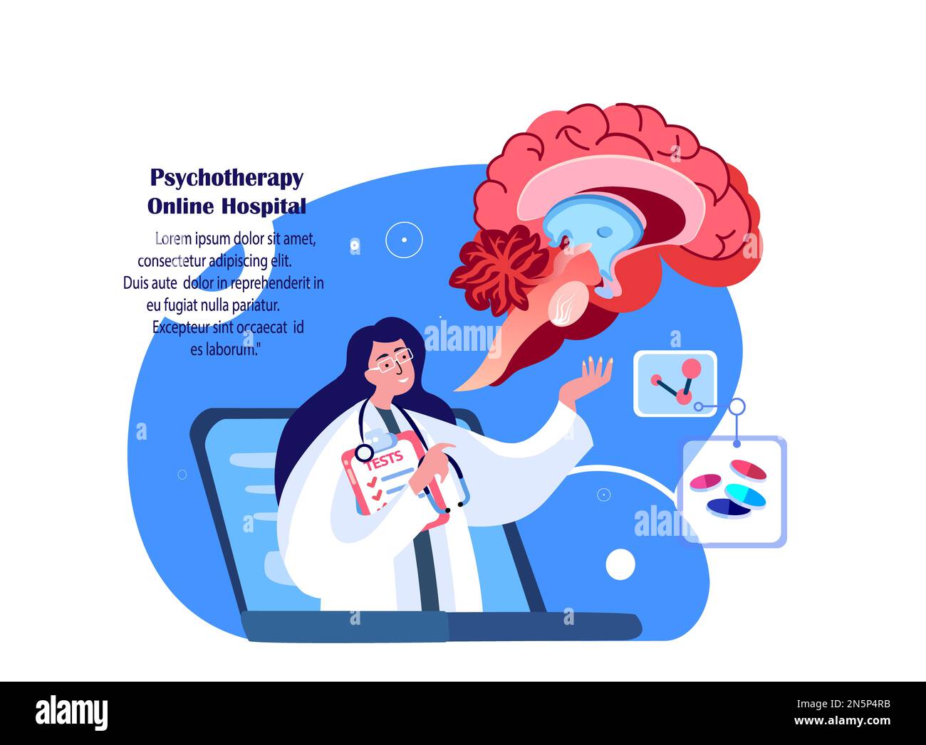 Online Krankenhaus-Website.Gehirnkrankheiten Heilung,Psychiater Internet-Konsultation.Digital Neurochirurg,Hirnmedizin.Krebsgeschwulstforschung.Internet Di Stockfoto