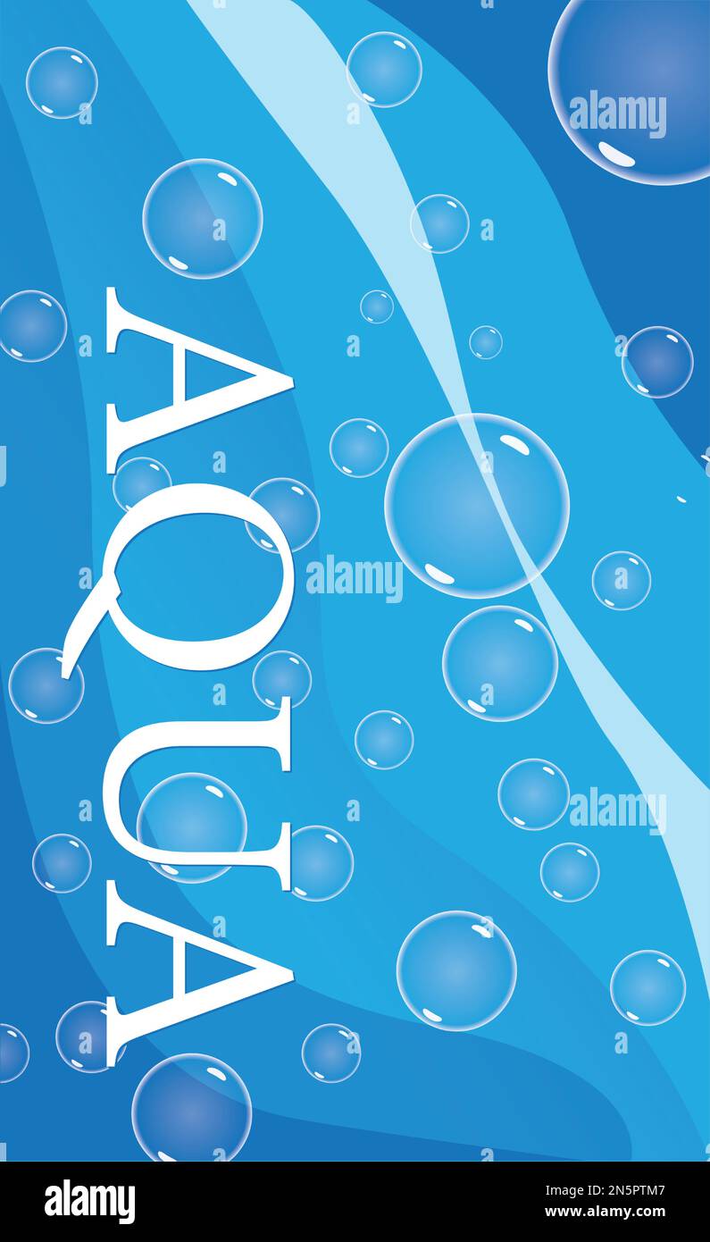 Wasser mit Blasen. Cartoon-Style. Blauer abstrakter Hintergrund. Vektordarstellung für Grafikdesign, Banner, Sommer- oder Aquaposter Stock Vektor