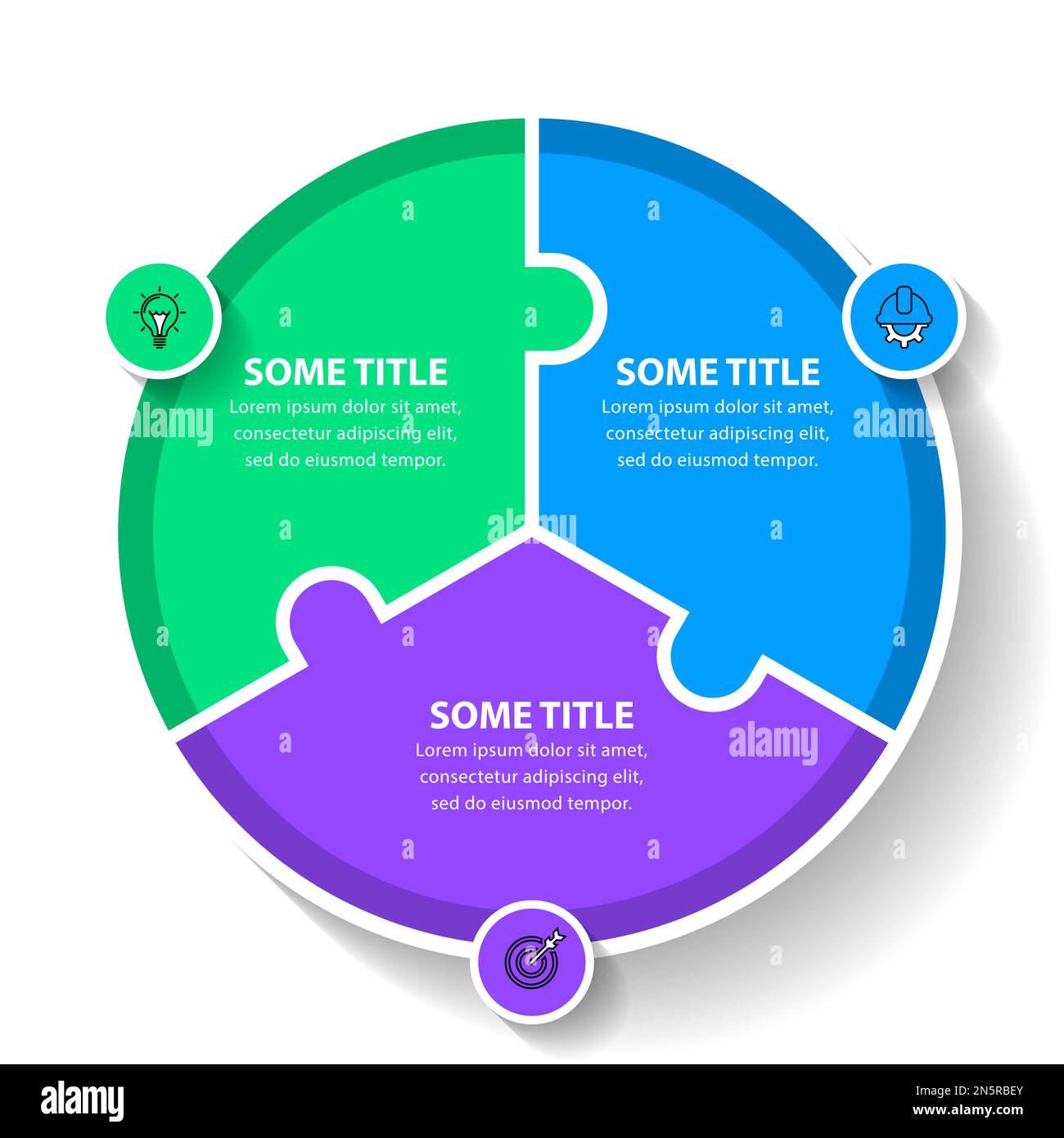 Infografik-Vorlage mit Symbolen und 3 Optionen oder Schritten. Kann für Workflow-Layout, Diagramm, Banner, webdesign verwendet werden. Vektorgrafik Stock Vektor