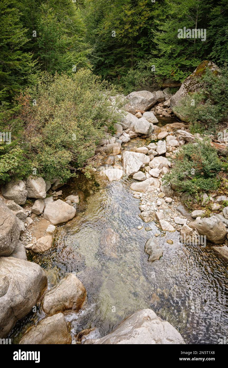 Marmano-Strom zwischen E Capanelle und Prati, GR20, Korsika, Frankreich Stockfoto