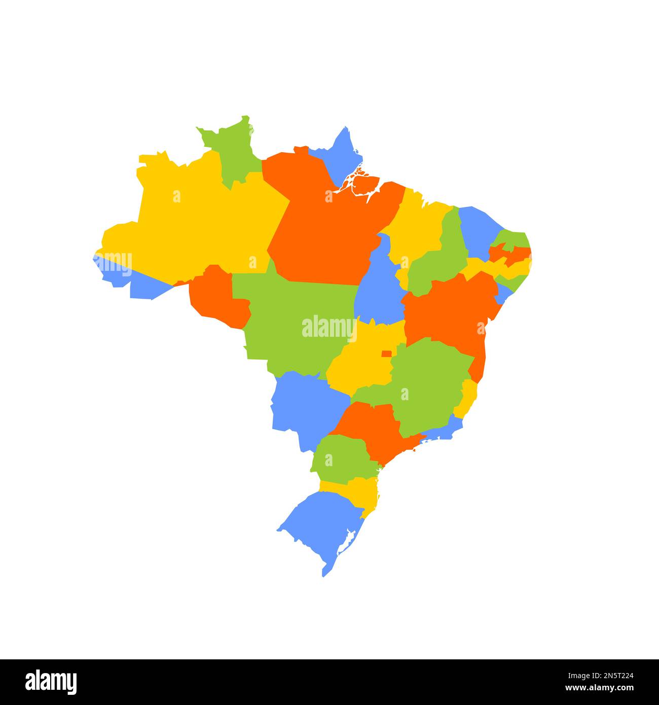 Politische Karte Brasiliens der Verwaltungsabteilungen - Föderative Einheiten Brasiliens. Leere farbige Vektorkarte. Stock Vektor