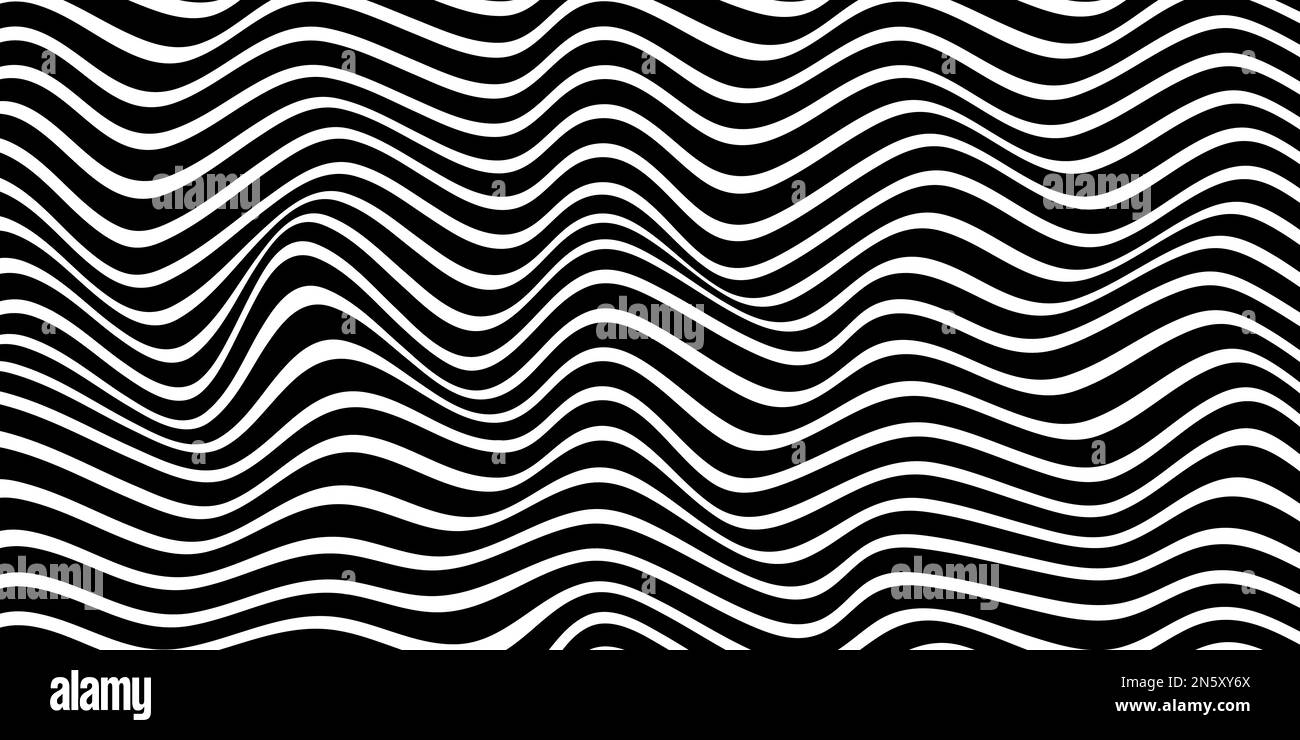 Optischer Kunsthintergrund. Digitale Illustration, groovy 70s, Hipster-Style. Wellige Linien, hypnotische, psychedelische, optische Täuschungen. Stock Vektor