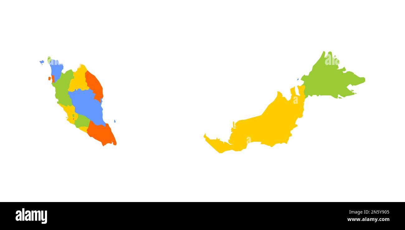 Malaysias politische Karte der Verwaltungsabteilungen Staaten und
