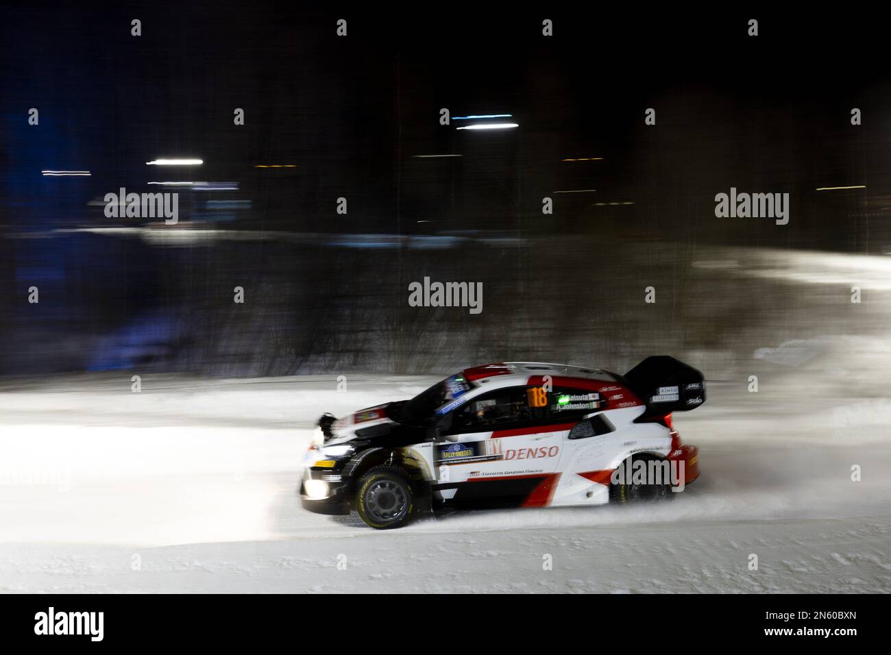 County, Schweden - 09/02/2023, 18 Takamoto KATSUTA (JPN), Aaron JOHNSTON (IRL), TOYOTA GAZOO RACING WRT, TOYOTA GR Yaris Rally1 Hybrid, WRC, Action während der Rally Sweden 2023, 2. Runde der WRC World Rally Car Championship 2023, vom 9. Bis 12. Februar 2023 in Umea, Vasterbotten County, Schweden - Photo: Nikos Katikis/DPPI/LiveMedia Stockfoto