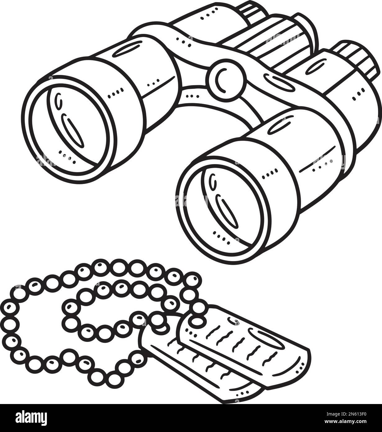 Fernglas und isolierte Färbung für Militärhunde Stock Vektor