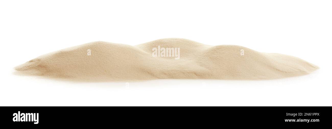 Ein Haufen trockener Sandstrände auf weißem Hintergrund Stockfoto