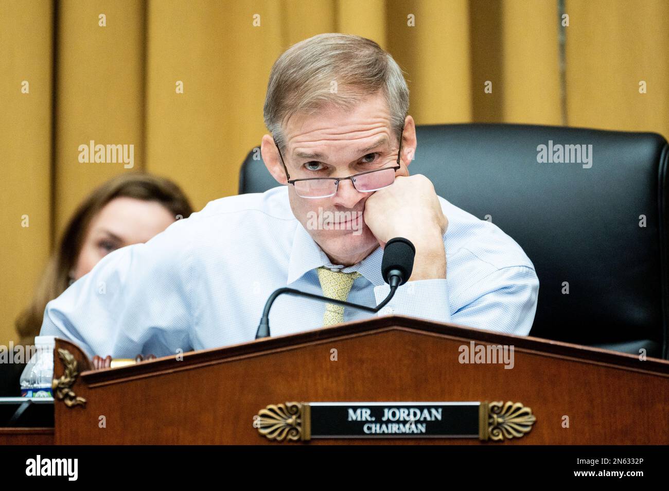 Washington, Usa. 09. Februar 2023. USA Repräsentant Jim Jordan (R-OH), der bei einer Anhörung in den USA sprach Kapitol des Oberhauses Gerichtskomitees... Unterausschuss zur Weaponisierung der Bundesregierung. (Foto: Michael Brochstein/Sipa USA) Guthaben: SIPA USA/Alamy Live News Stockfoto