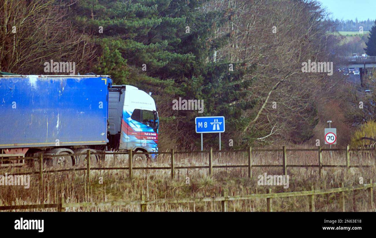 Autobahn M8 bei Harthill Services Stockfoto