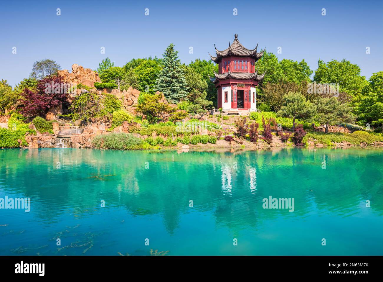 Chinesischer Garten im Botanischen Garten, Montreal, Quebec, Kanada. Stockfoto