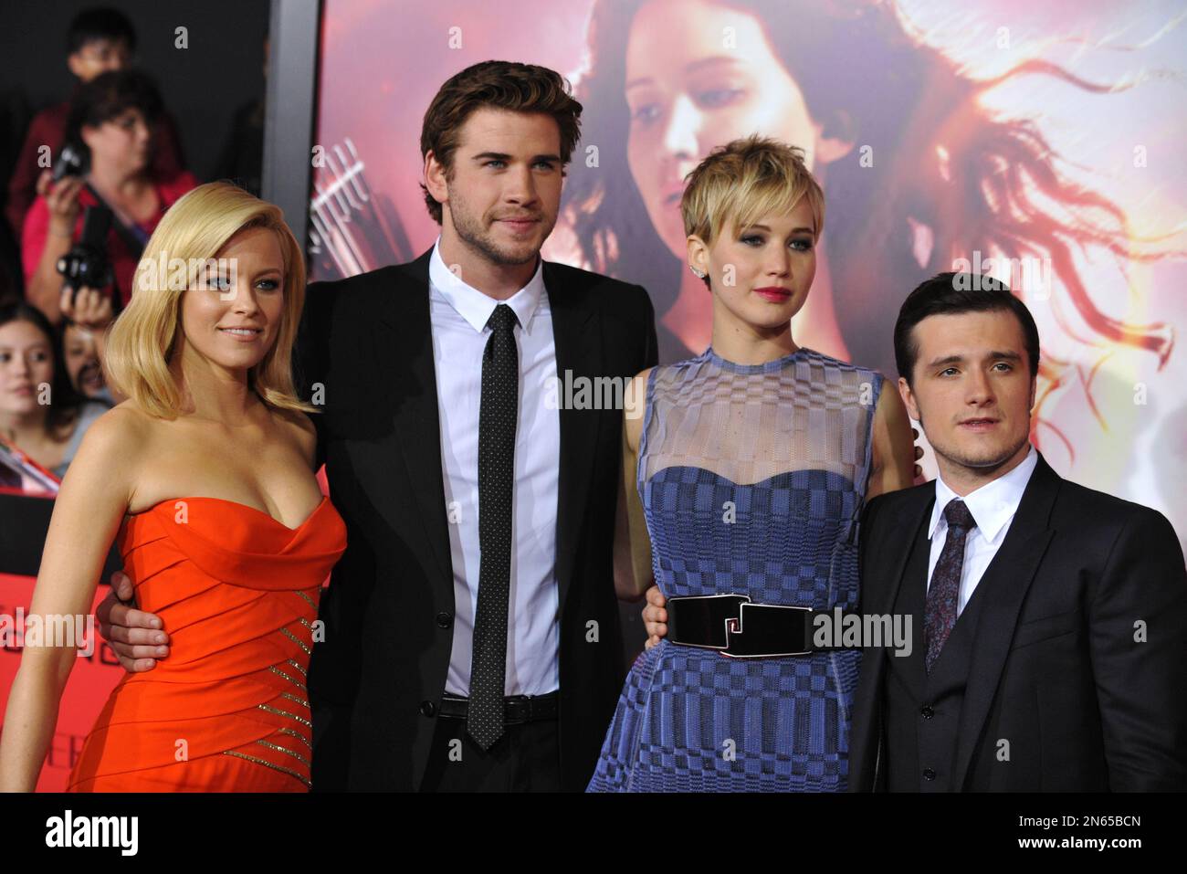 From left, Elizabeth Banks, Liam Hemsworth, Jennifer Lawrence and Josh