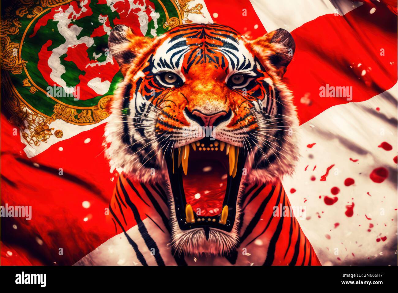 Flagge, Symbol, Maskottchen, Requisiten und Ornamente des