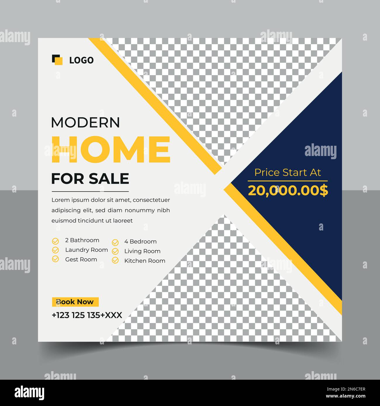 Real Estate Home Social Media Post Template, bearbeitbare Post Template Social Media Banner Design Stock Vektor