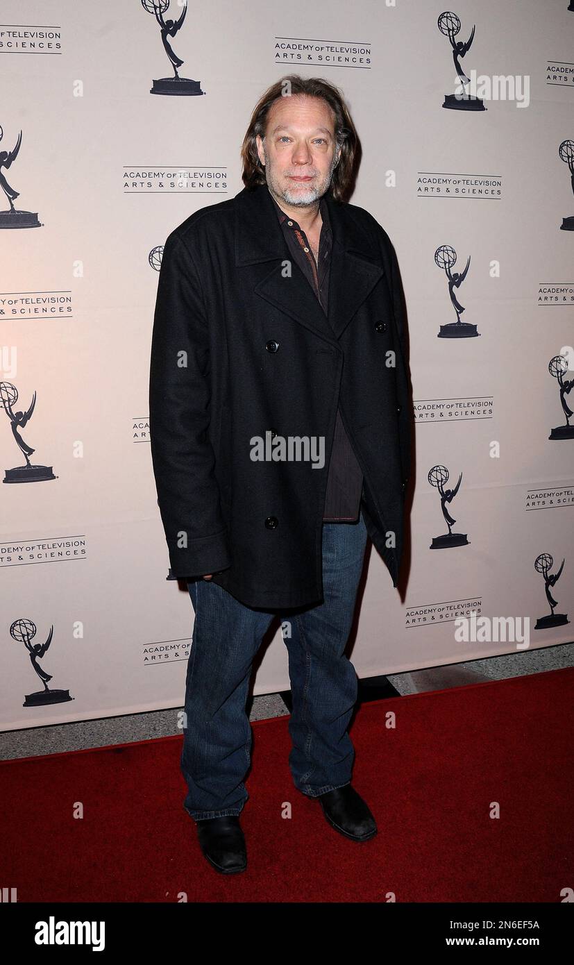 NORTH HOLLYWOOD, CA - FEBRUARY 5: Co-Executive Producer and Special EFX Makeup Greg Nicotero arrives at the Academy of Television Arts & Sciences Presents "An Evening With The Walking Dead" at the Leonard H. Goldenson Theatre at the Academy of Television Arts & Sciences on February 5, 2013 in North Hollywood, California. (Photo by Scott Kirkland/Invision for the Academy of Television Arts & Sciences/AP Images) Stockfoto