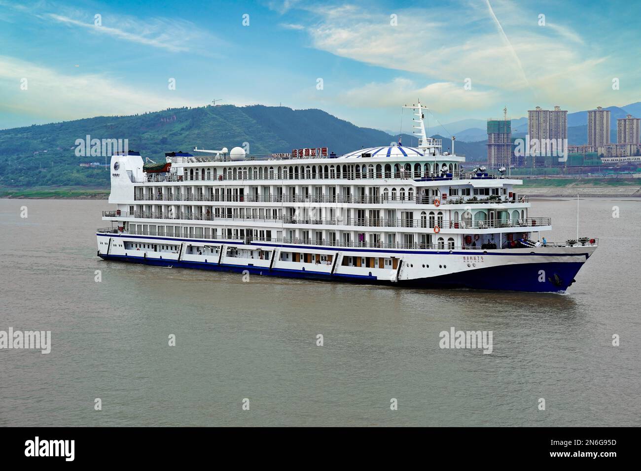Kreuzschiff auf dem Yangtze-Fluss, Yichang, Provinz Hubei, China Stockfoto