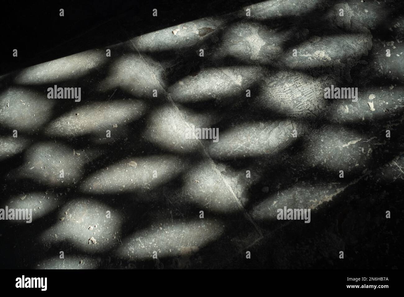 Licht und Schatten auf Bodenziegeln in der Rulai-Halle im Zhihua-Tempel in Peking, China. 31-Jan-2023 Stockfoto