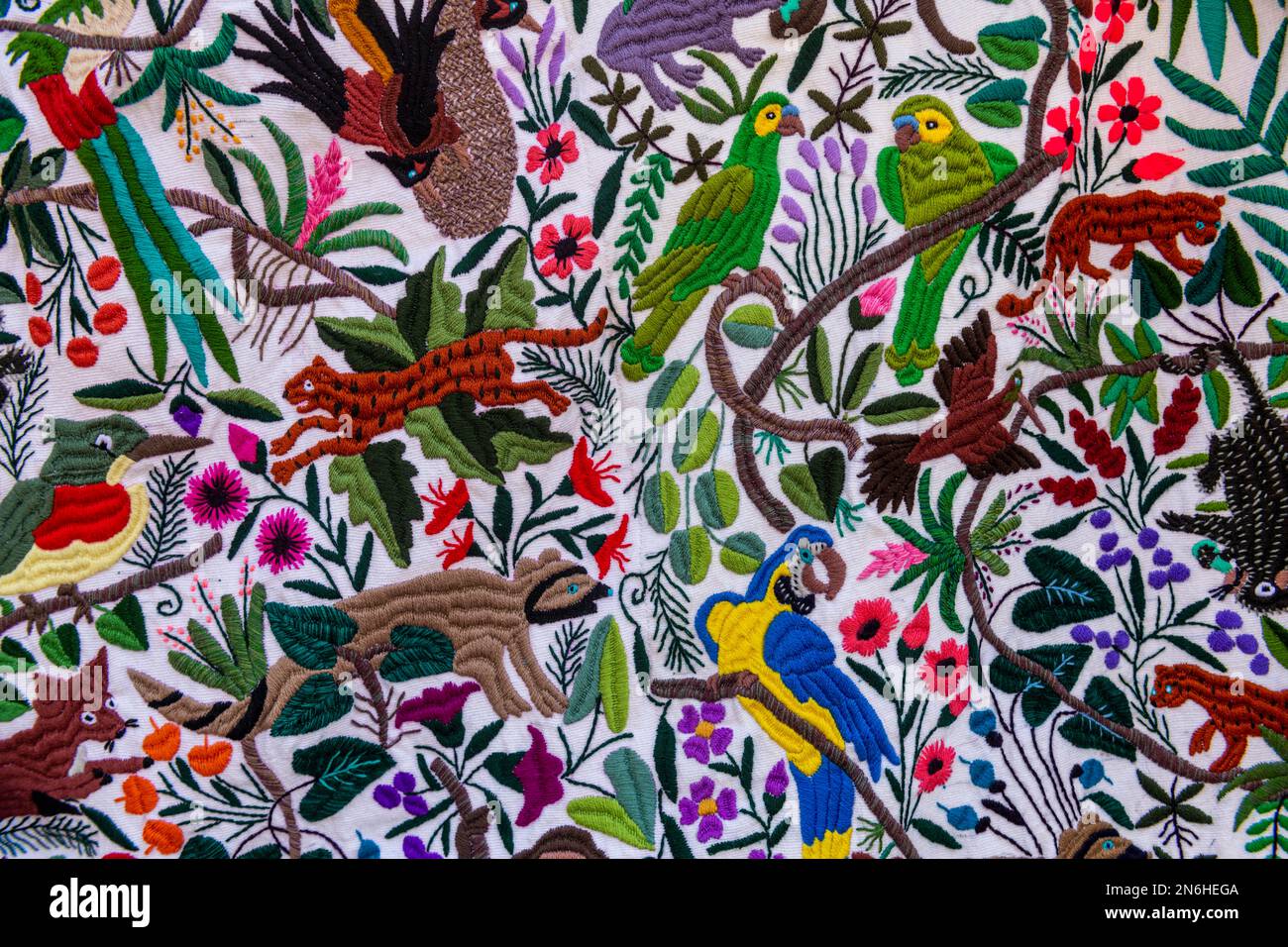 Wunderschöner Teppich, San Christobal de la Casa, Chiapas, Mexiko Stockfoto