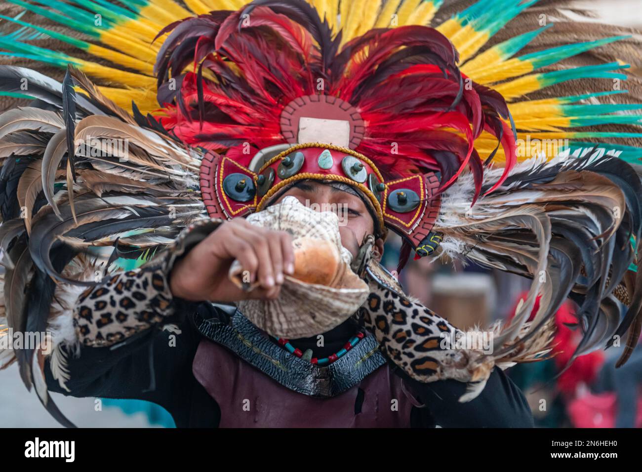 Tzotzil-Tänzer für Touristen, San Christobal de la Casa, Chiapas, Mexiko Stockfoto