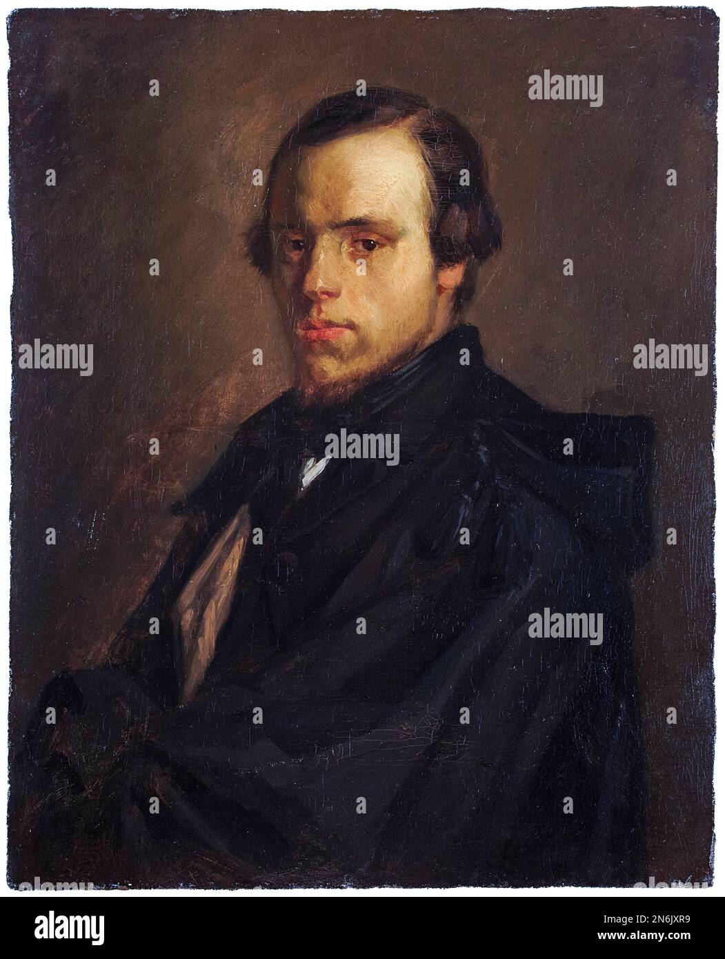 Jean Francois Millet, Porträt von Herrn Le Courtois, Schwager des Künstlers, gemalt in Öl auf Leinwand, 1841-1848 Stockfoto