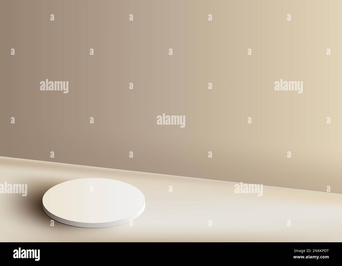 3D realistisch weiße Podiumplattform mit minimaler Wandszene auf beigefarbenem Hintergrund. Display für Spa und Beauty, Präsentation von Kosmetikprodukten, m Stock Vektor