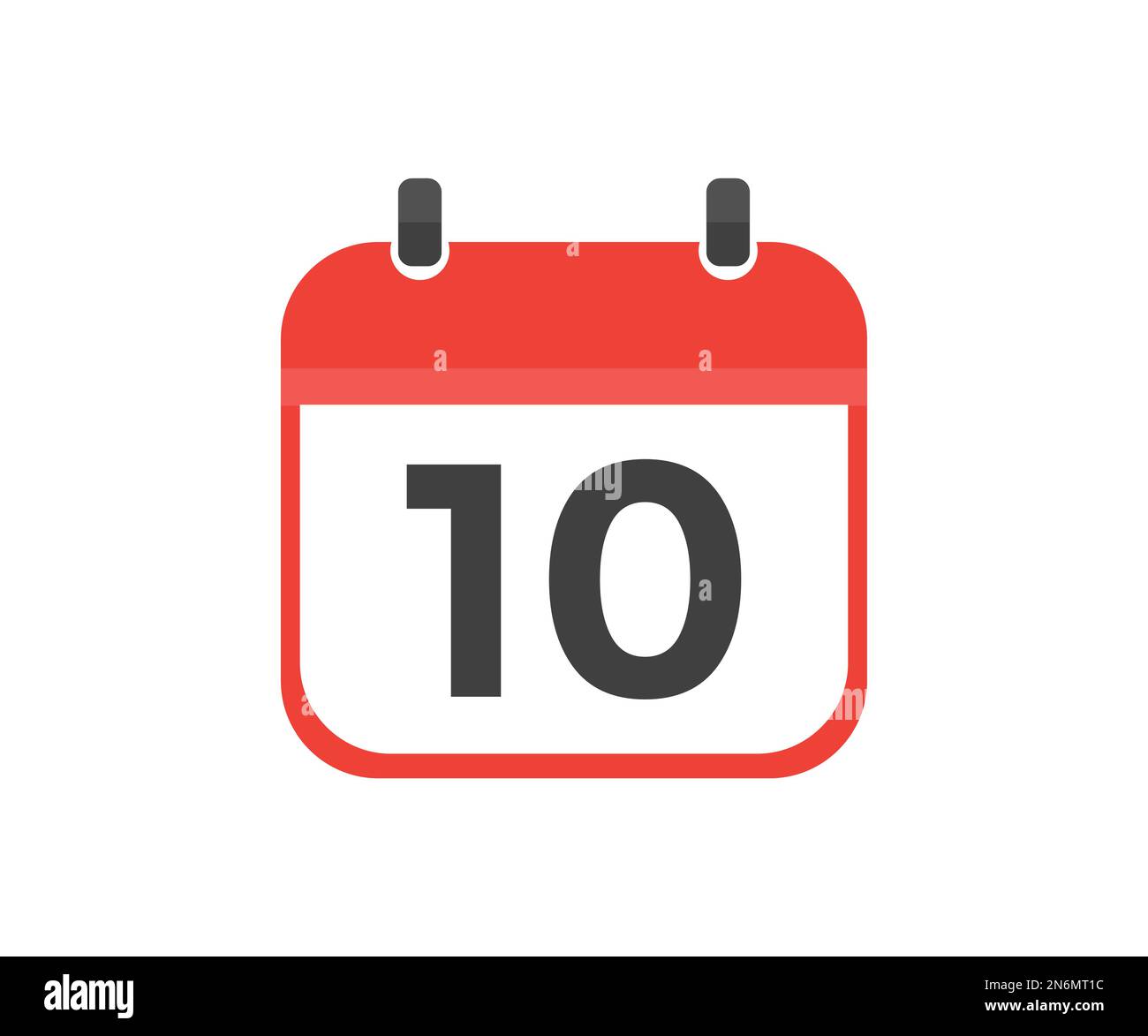 Einfacher Kalender mit Logo-Design für Datum 10. Tag. Kalendersymbol flacher Tag 10. Erinnerungssymbol. Datum des Veranstaltungsplans. Zeitvektor für Besprechungstermin. Stock Vektor