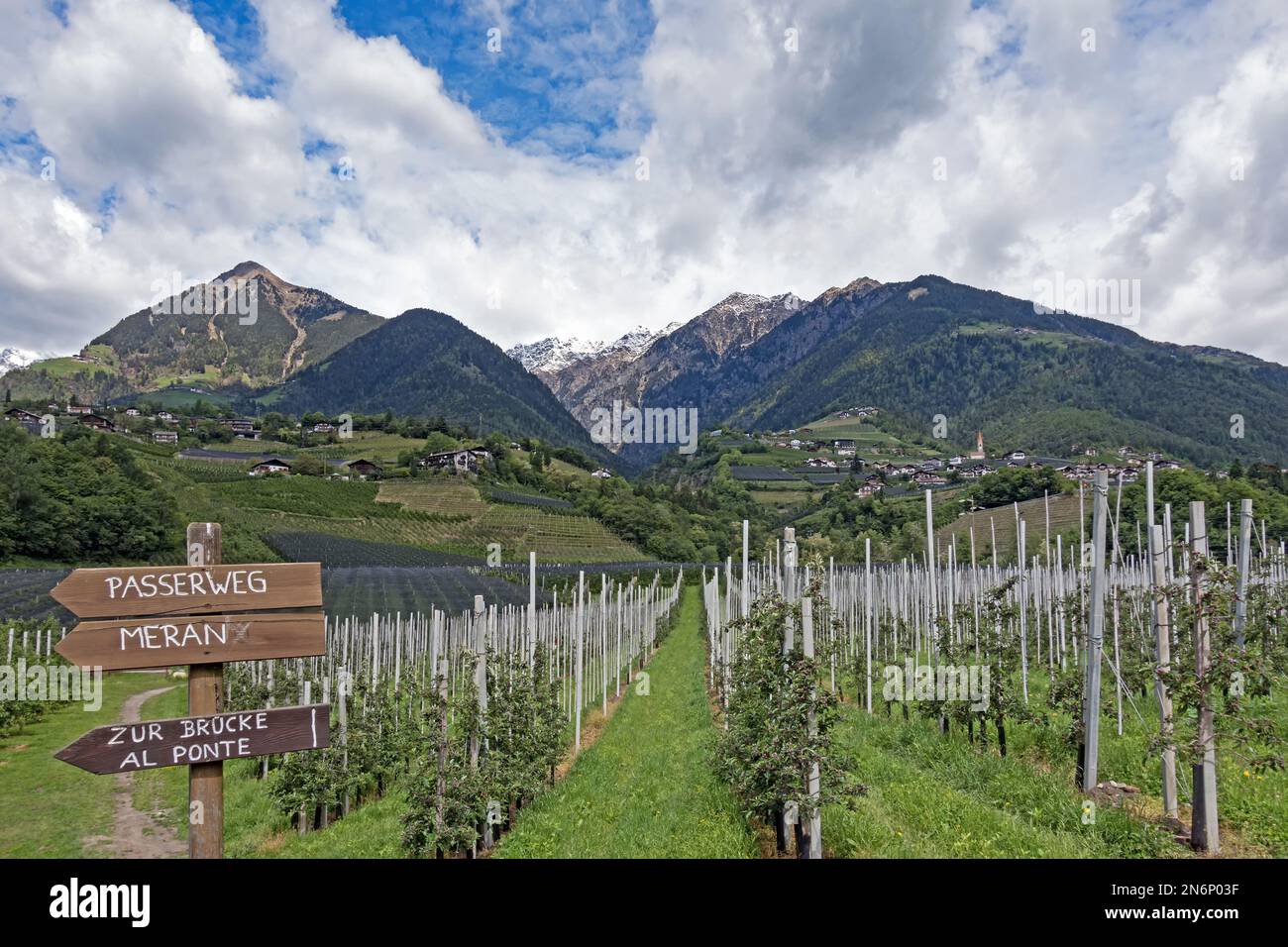 Malerische Landschaft in den Alpen des Wandergebiets Val Passiria in Südtirol, Italien Stockfoto