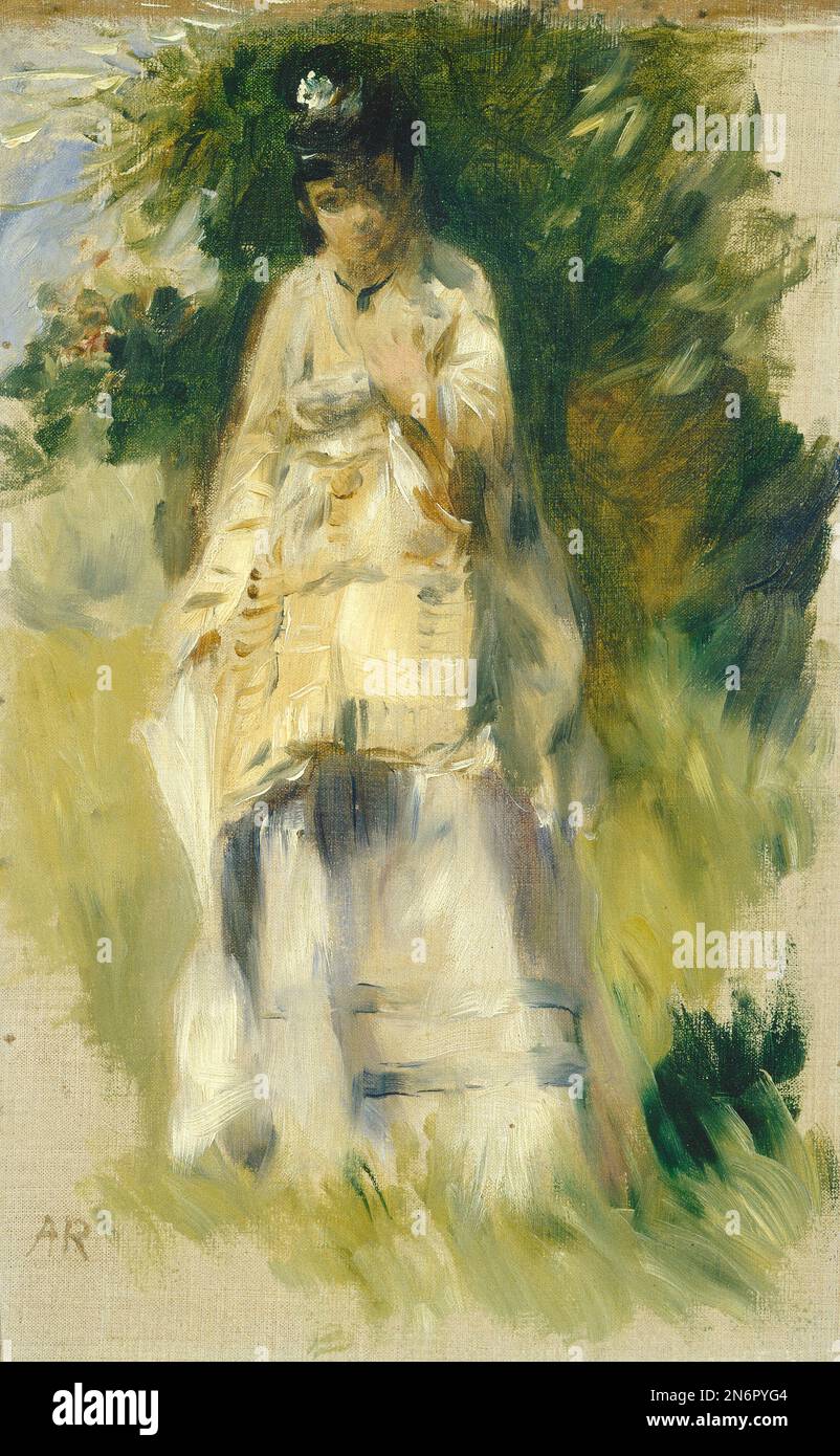 Auguste Renoir Frau steht an einem Baum 1866 Stockfoto