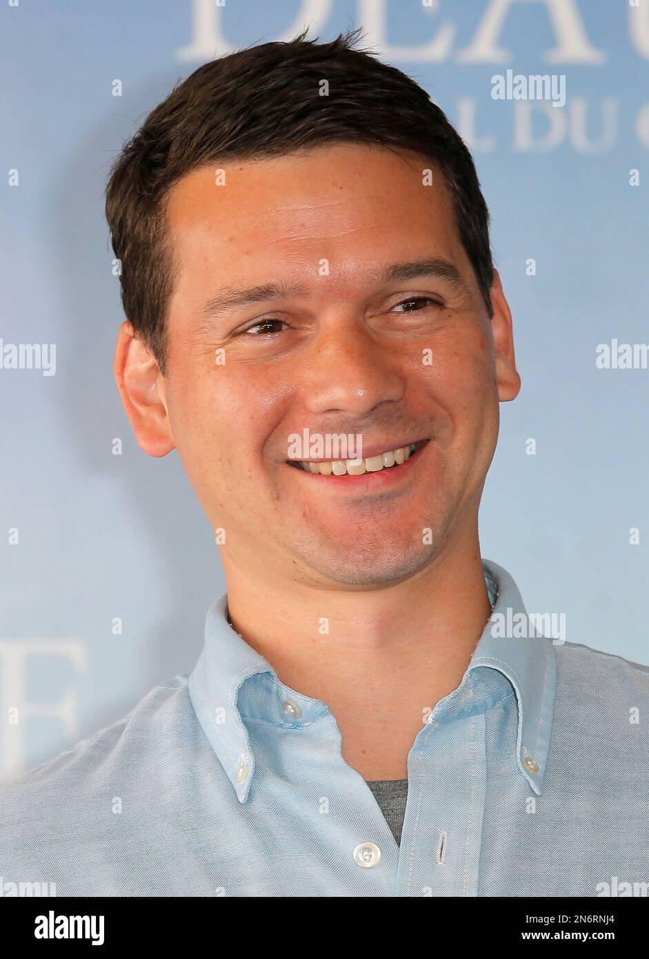 Director Jeremy Saulnier poses during a photocall for for his film "Blue Ruin" at the 39th American Film Festival, Sunday, Sept. 1 , 2013, in Deauville, Normandy, western France. (AP Photo / Lionel Cironneau) Stockfoto