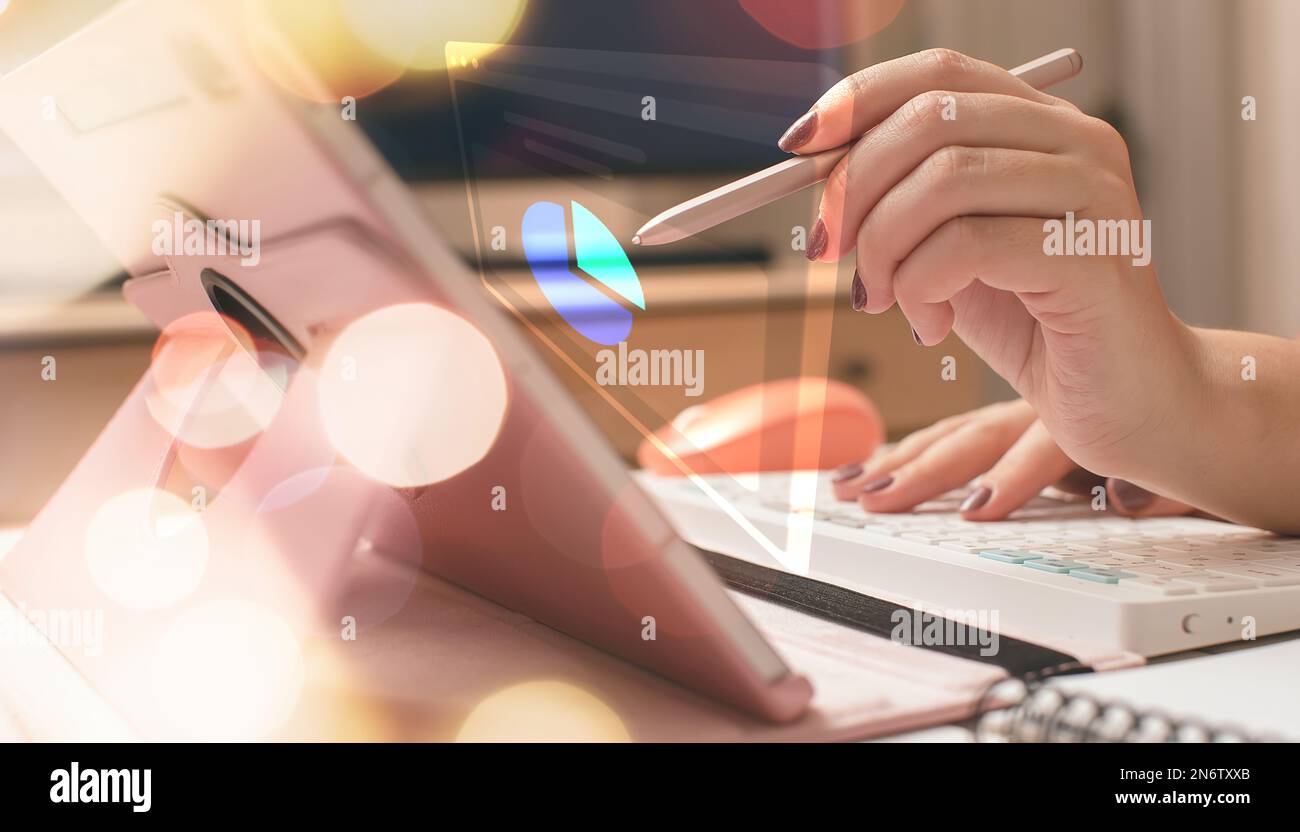 Strategie-, Investitions-, Geschäftsplanungsdiagramm mit Indikator Stockfoto