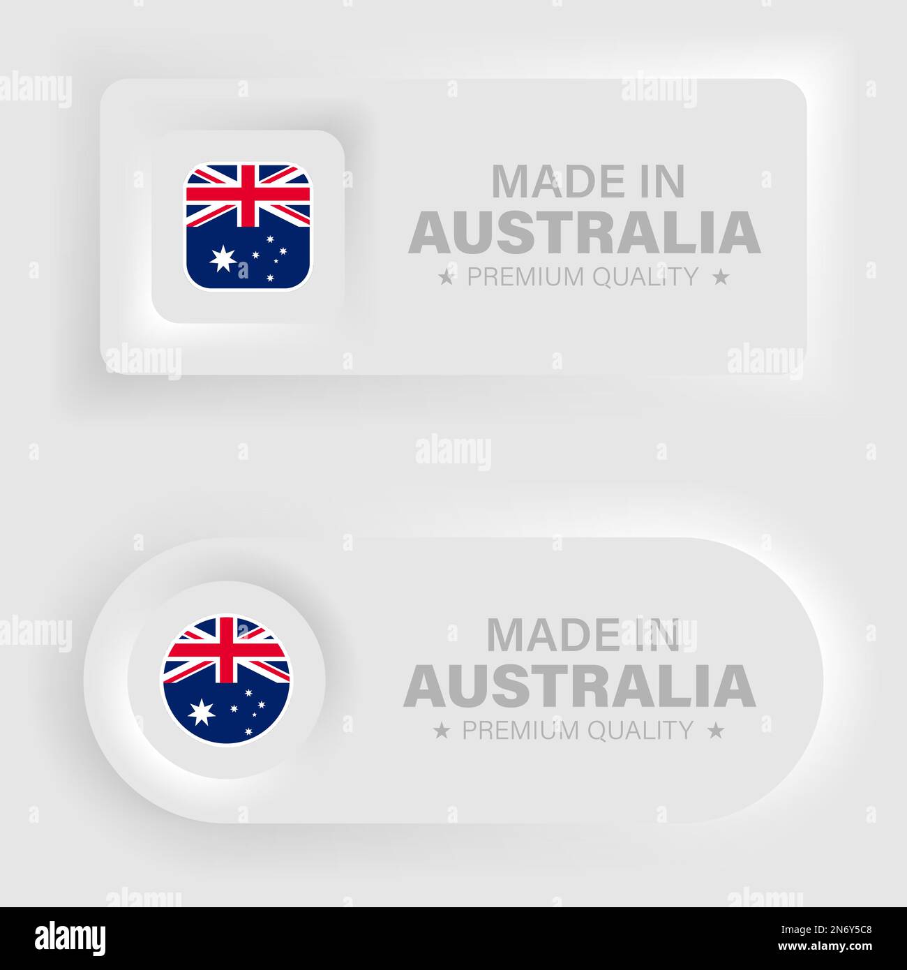Hergestellt in Australien pneumorphe Grafik und Etikett. Auswirkungselement für die Verwendung, die Sie daraus machen möchten. Stock Vektor