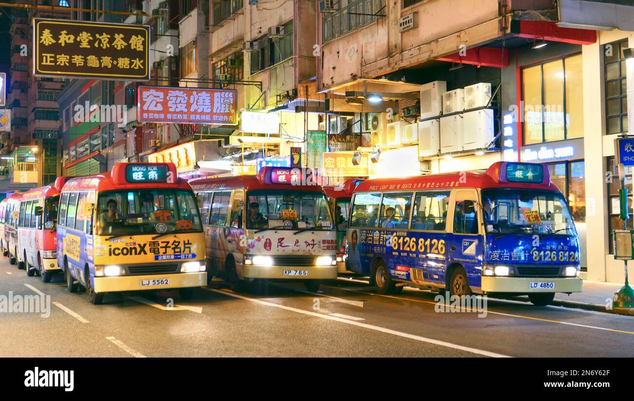 Öffentlicher Stadtbus im mong kok Bezirk kowloon hong kong Stockfoto