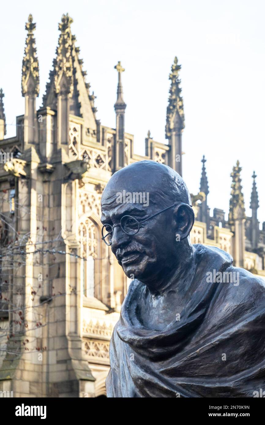 Mahatma Gandhi-Statue in Manchester UK Stockfoto
