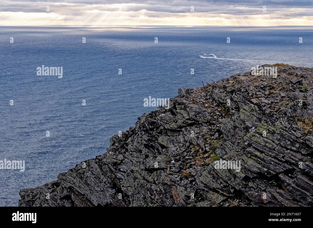 Nordkapp (Barents Sea Coast North Cape) in Nordnorwegen. Nordkap ist ein Cape an der Nordküste der Insel Mageroya in Nordnorwegen Stockfoto