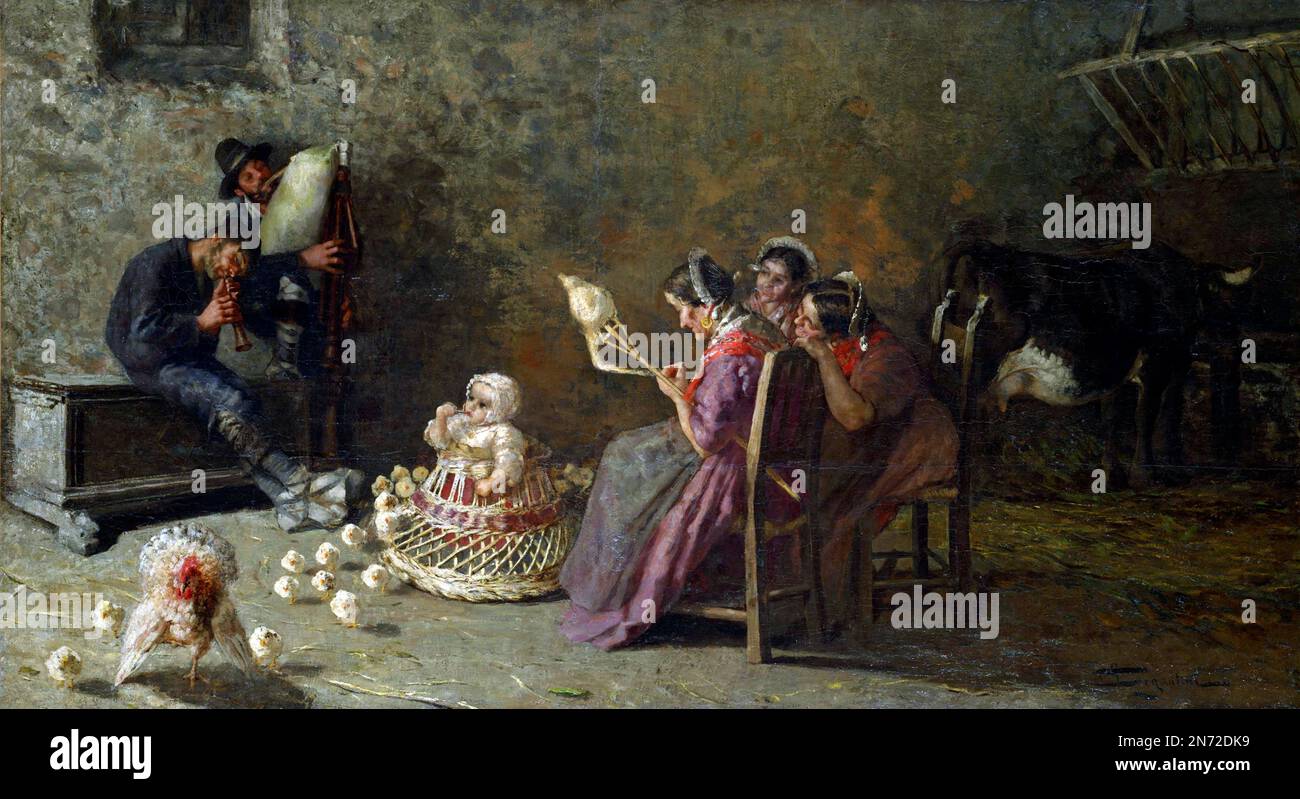 Giovanni Segantini. Gemälde mit dem Titel "Dudelsack von Brianza" des italienischen Malers Giovanni Segantini (1858-1899), Öl auf Leinwand, c. 1883-85 Stockfoto