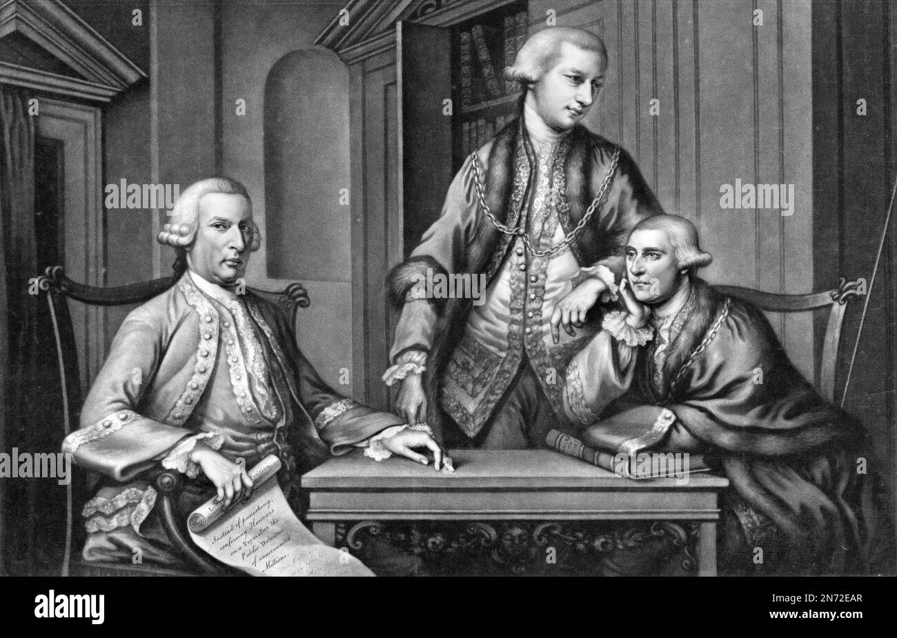 William Beckford. Gravur von drei Abgeordneten: William Beckford, Jason Townsend und John Sawbridge. William Beckford (1709-1770) war eine englische politische Persönlichkeit, die zweimal Lord Mayor of London war. Stockfoto