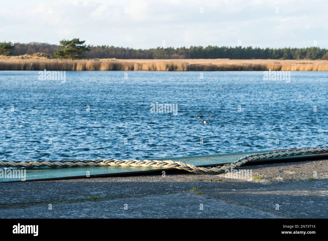 Ostsee, Notfallhafen Darßer Ort, Rettungsstation der DGzRS, Seil, Befestigung Stockfoto