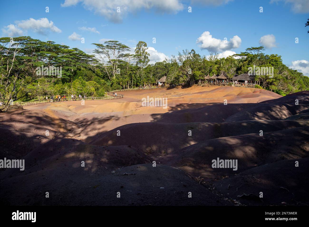 Sehenswürdigkeiten von Mauritius - einzigartiger Nationalpark Chamarel mit „ebener Erde“ Stockfoto