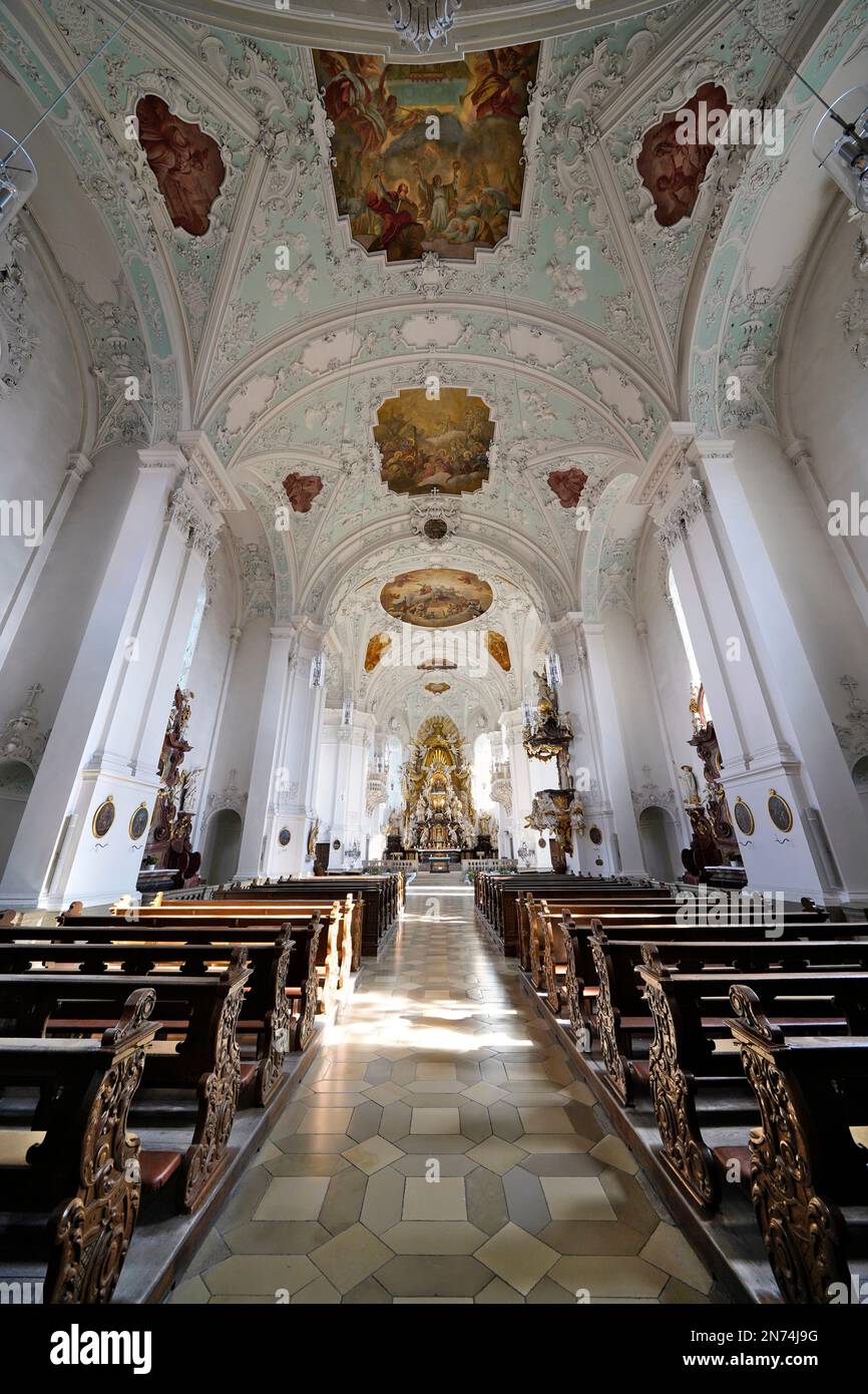 Deutschland, Bayern, Oberfrankreich, Grafschaft Forchheim, Fränkische Schweiz, Gößweinstein, Basilika der Heiligen Dreifaltigkeit, Innenansicht Stockfoto