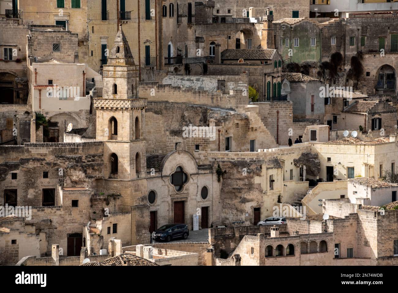 Toller Blick auf Wohnhäuser in Miera, Süditalien Stockfoto