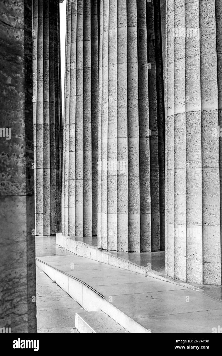 Walhalla-Denkmal in der Nähe von Regensburg nach einem griechischen Tempel, Bayern, Deutschland Stockfoto