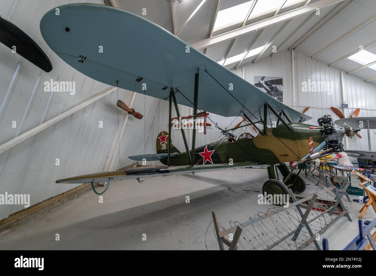Shuttleworth Collection , ein betriebenes Luft- und Automobilmuseum am Old Warden Aerodrome Polikarpov Po-2 Stockfoto