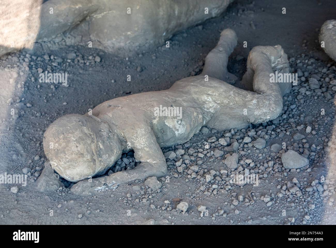 Pompeji, Italien, Pompejaner versteinert in ihrer letzten Lebenssituation, Süditalien Stockfoto