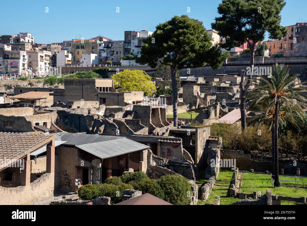 Stadtbild des alten Herculaneum, zerstört durch den Vulkanausbruch des Mt. Vesuv, Italien Stockfoto