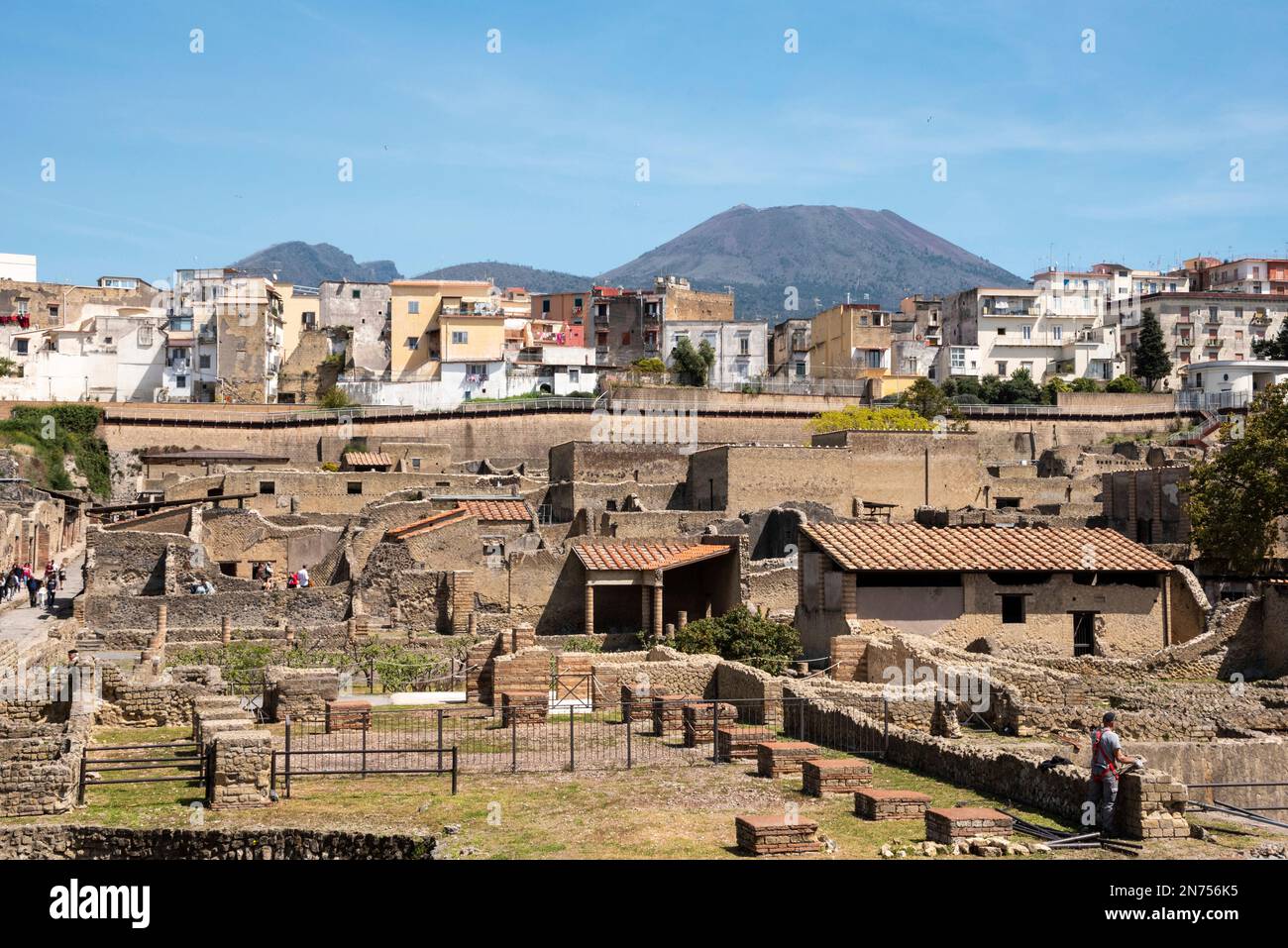 Stadtbild des alten Herculaneum, zerstört durch den Vulkanausbruch des Mt. Vesuv, Italien Stockfoto