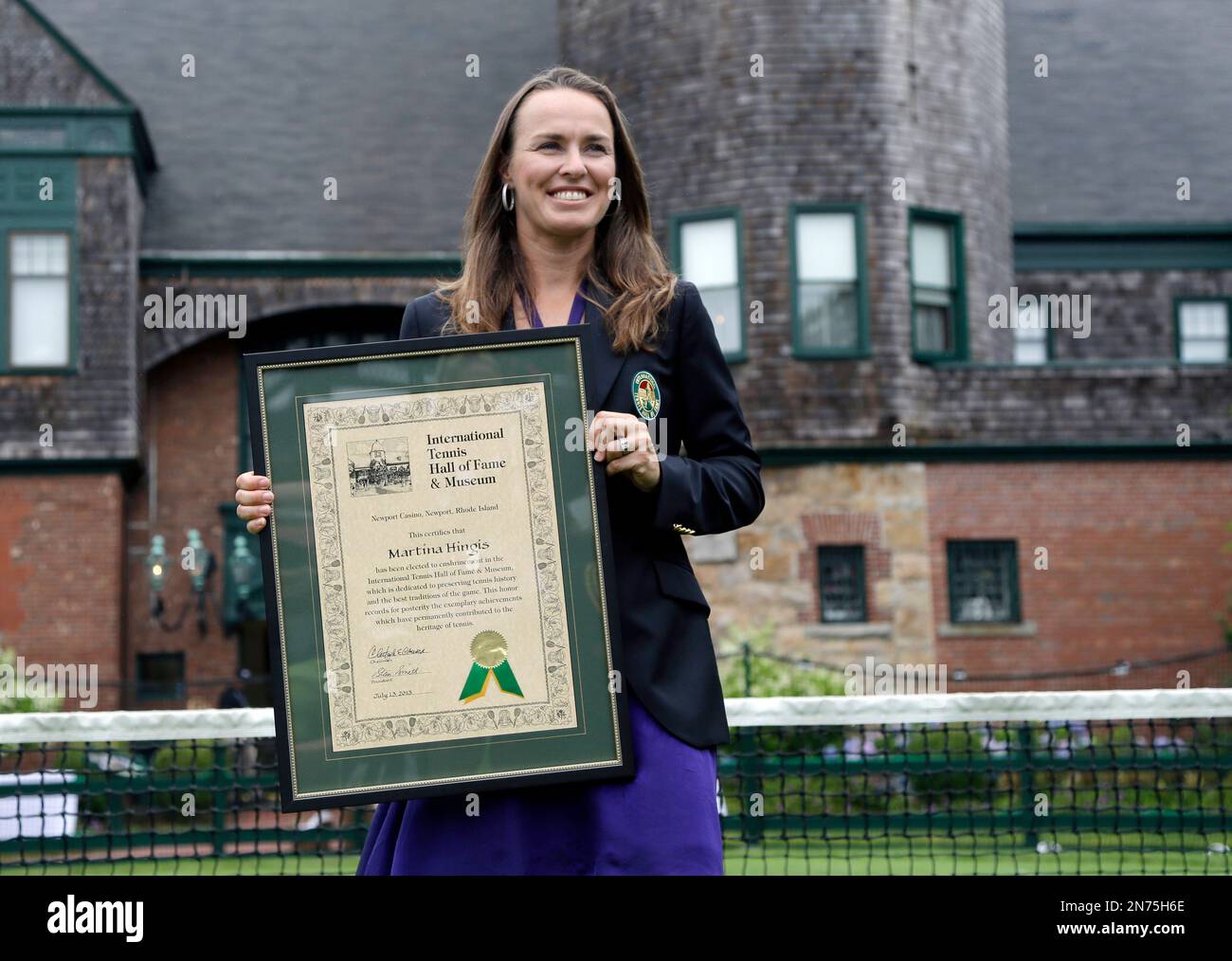 Tennis Great Martina Hingis Of Switzerland Poses With Her Certificate tennis-great-martina-hingis-of-switzerland-poses-with-her-certificate